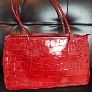 Monsac Red Crocodile 🐊 Embossed Handbag 👜